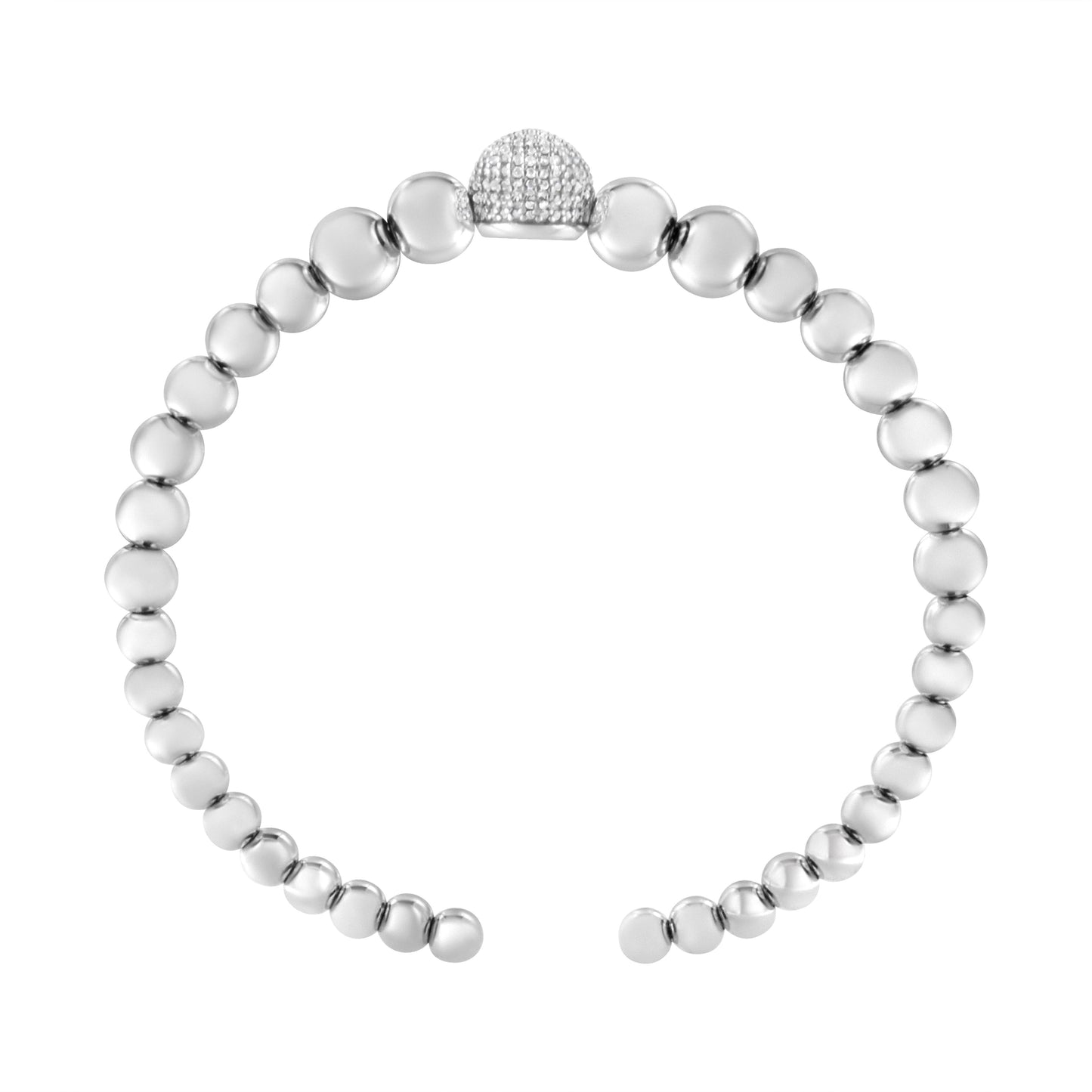 Pulsera de brazalete de diamante rondelle de plata esterlina .925