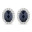 2.16 Carat Blue Sapphire and Diamond Halo Earrings in 14K White Gold