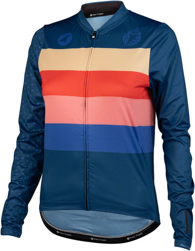 Jersey de Manga Larga Salsa Team Polytone para Mujeres - Rayas Azules Oscuras