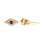 Pendientes de Stud de Ojo Maligno de Zafiro Azul y Diamante en Oro Amarillo de 10K