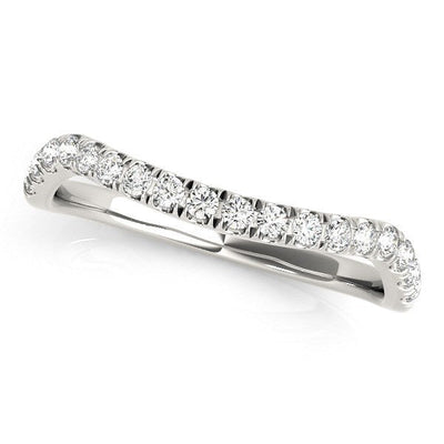 14k White Gold Curved Design Diamond Wedding Band