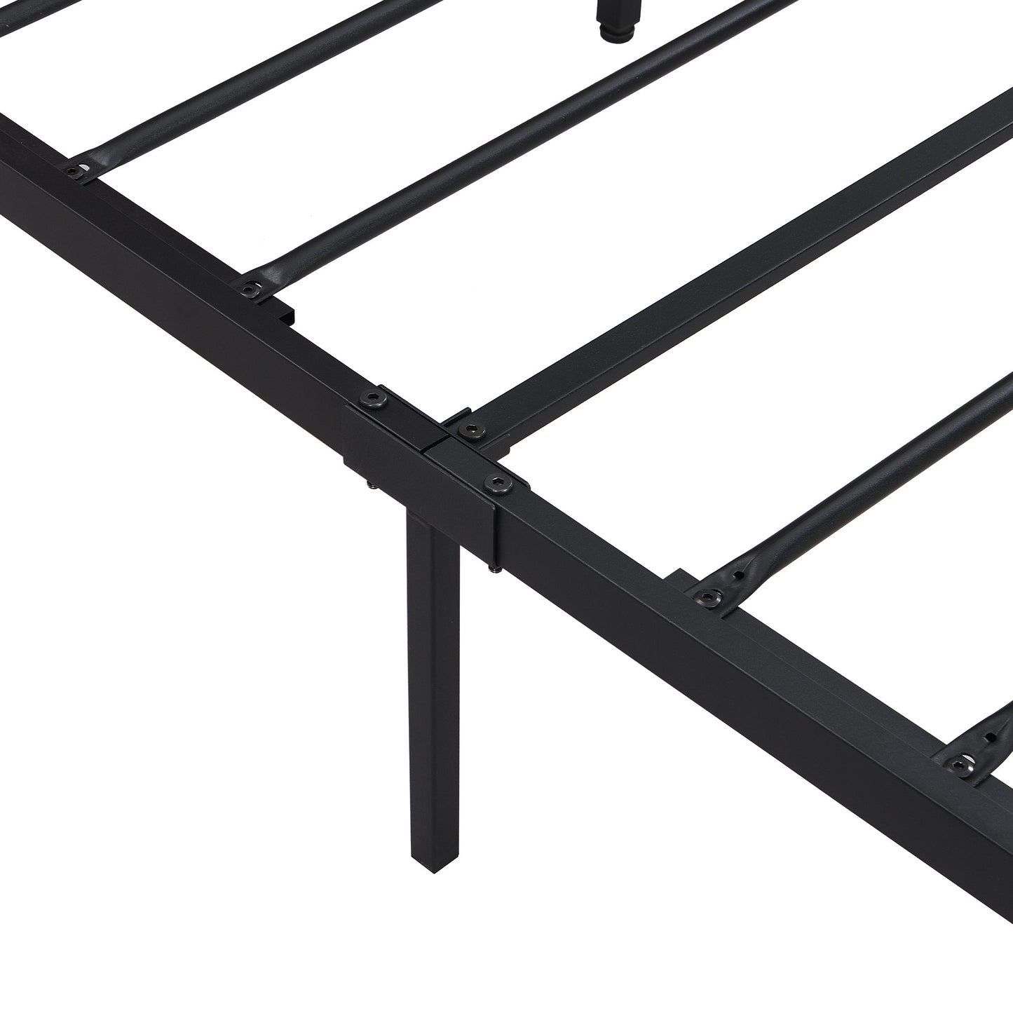 Queen Size Metal Platform Bed Frame with Wooden Headboard and Footboard with USB LINER - Korvel