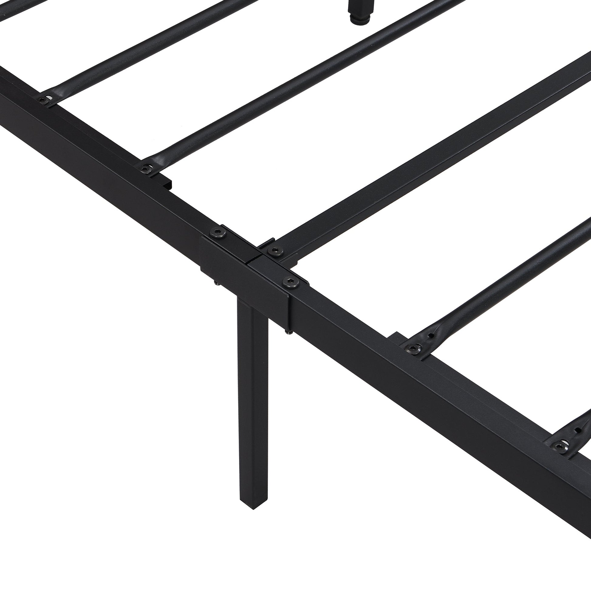 Queen Size Metal Platform Bed Frame with Wooden Headboard and Footboard with USB LINER - Korvel