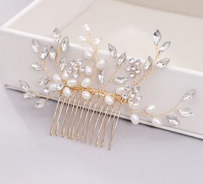 Pearl hair comb headdress Hand-woven crystal comb hair accessories - Korvel