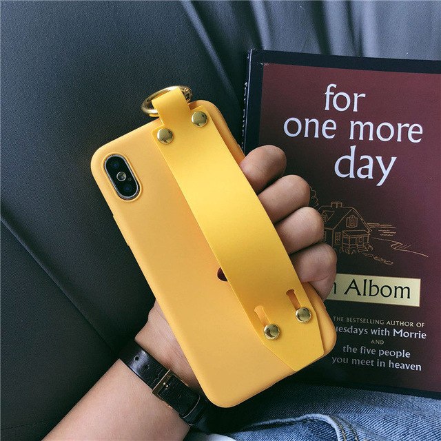 Funda de Silicona Suave Mate Morada Premium con Correa de Agarre para iPhone
