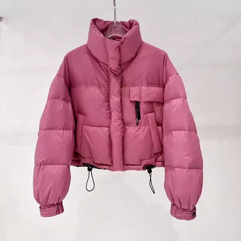 Veste courte matelassée épaulée à col montant de style coréen