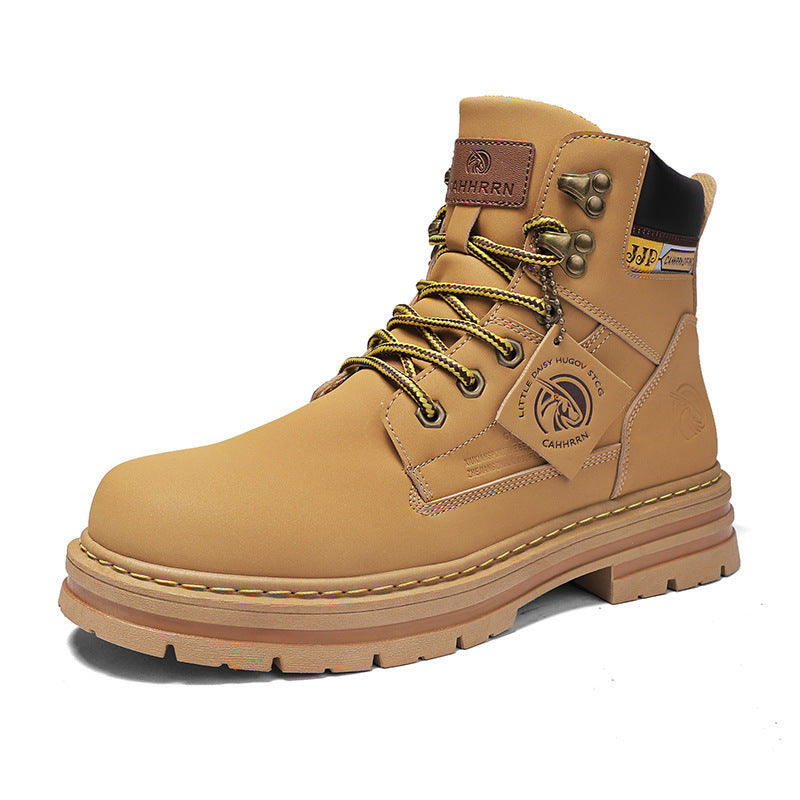 Men's Lace-up Outdoor Work Boots - Trendy Casual Style