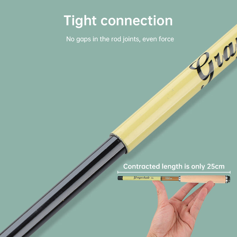 26cm ultra-short portable telescopic fishing rod, carbon fiber material, micro guide rings, ultra-light and durable. - Korvel