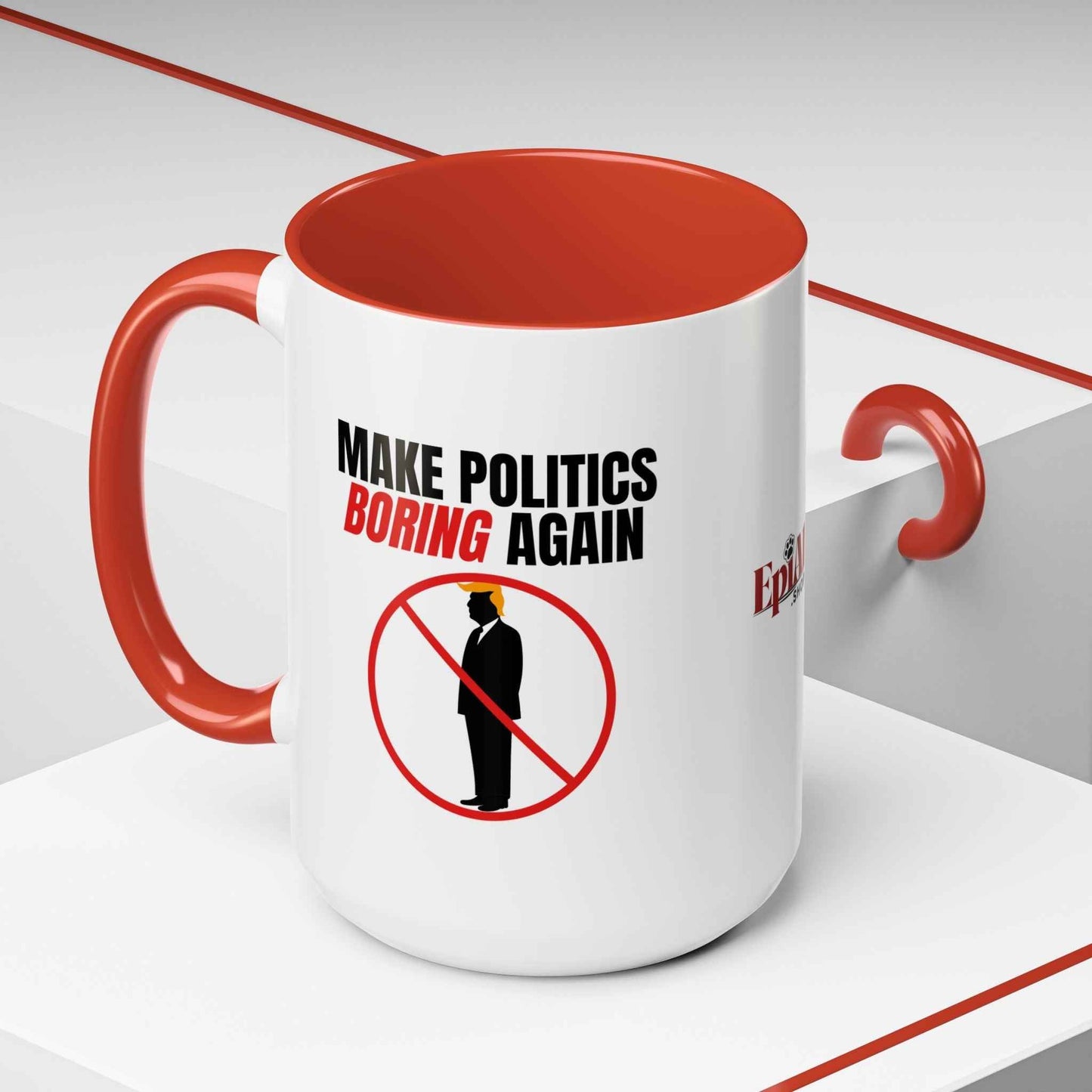 Make Politics Boring Again Parody Mug – Two-Tone Ceramic Coffee Cup