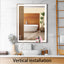 48x24 inch LED bathroom makeup mirror wall mounted adjustable light anti fog touch switch with memory intelligent large bathroom - Korvel
