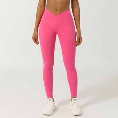 Pantalons de yoga cropped taille haute en V croisé