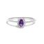 10K White Gold Oval Purple Amethyst & Diamond Halo Ring - Size 6.5