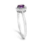 10K White Gold Oval Purple Amethyst & Diamond Halo Ring - Size 6.5