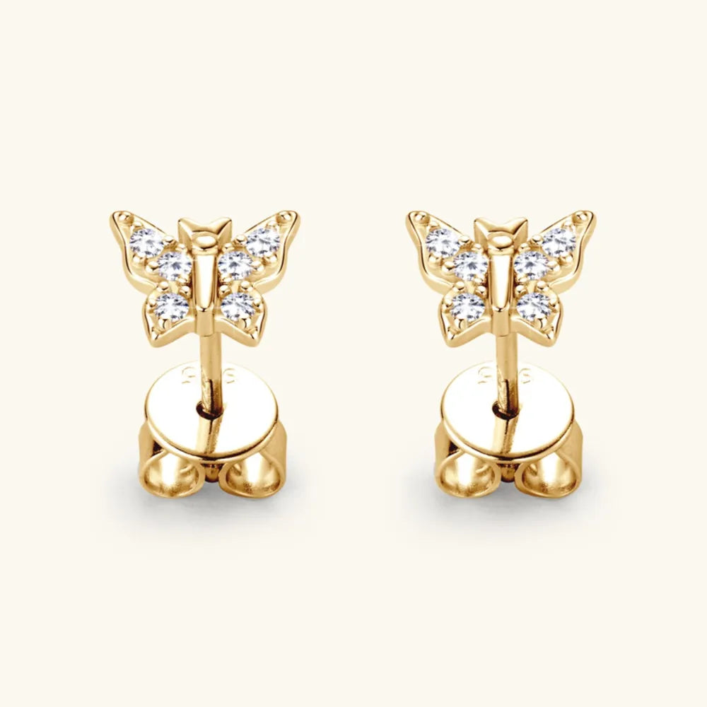 Moissanite 925 Sterling Silver Butterfly Stud Earrings - Korvel