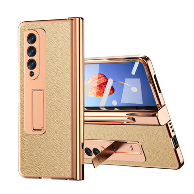 Samsung Fold3 phone case folding with pen slot pen pen pen plain leather protective case FOLD2 all inclusive anti fall suitable - Korvel