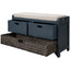 TREXM Storage Bench with Removable Basket and 2 Drawers, Fully Assembled Shoe Bench with Removable Cushion (Navy) - Korvel