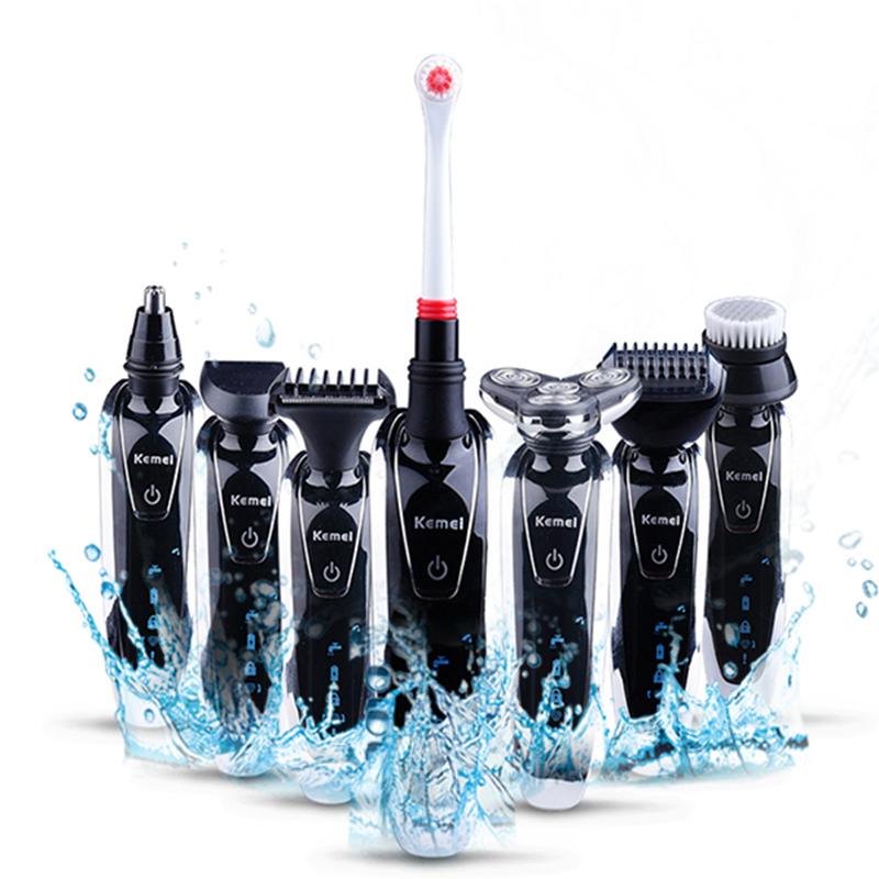Rasoir électrique 3D Kemei 7-en-1 pour hommes et tondeuse à barbe