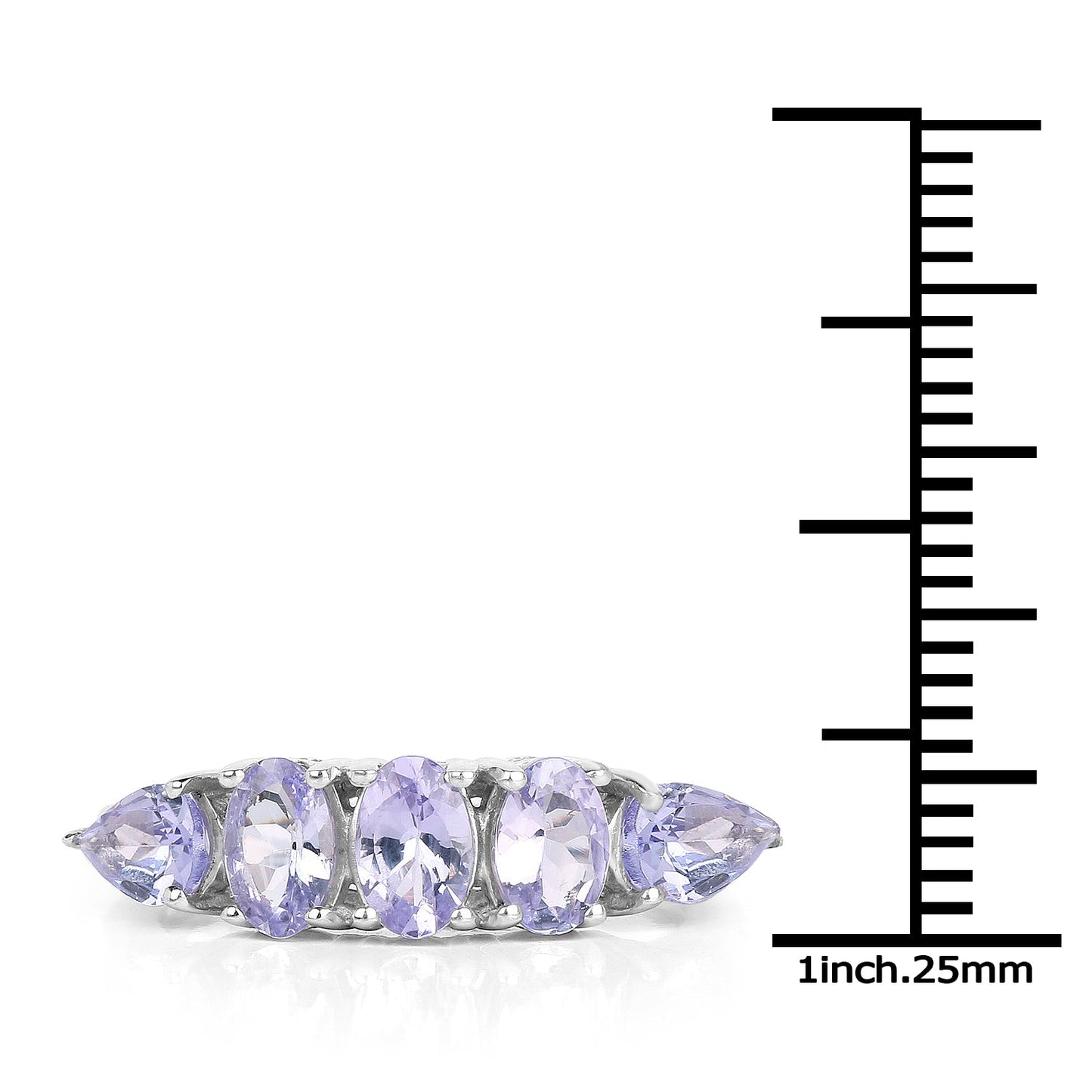 2.33 Carat Genuine Tanzanite Sterling Silver Engagement Ring