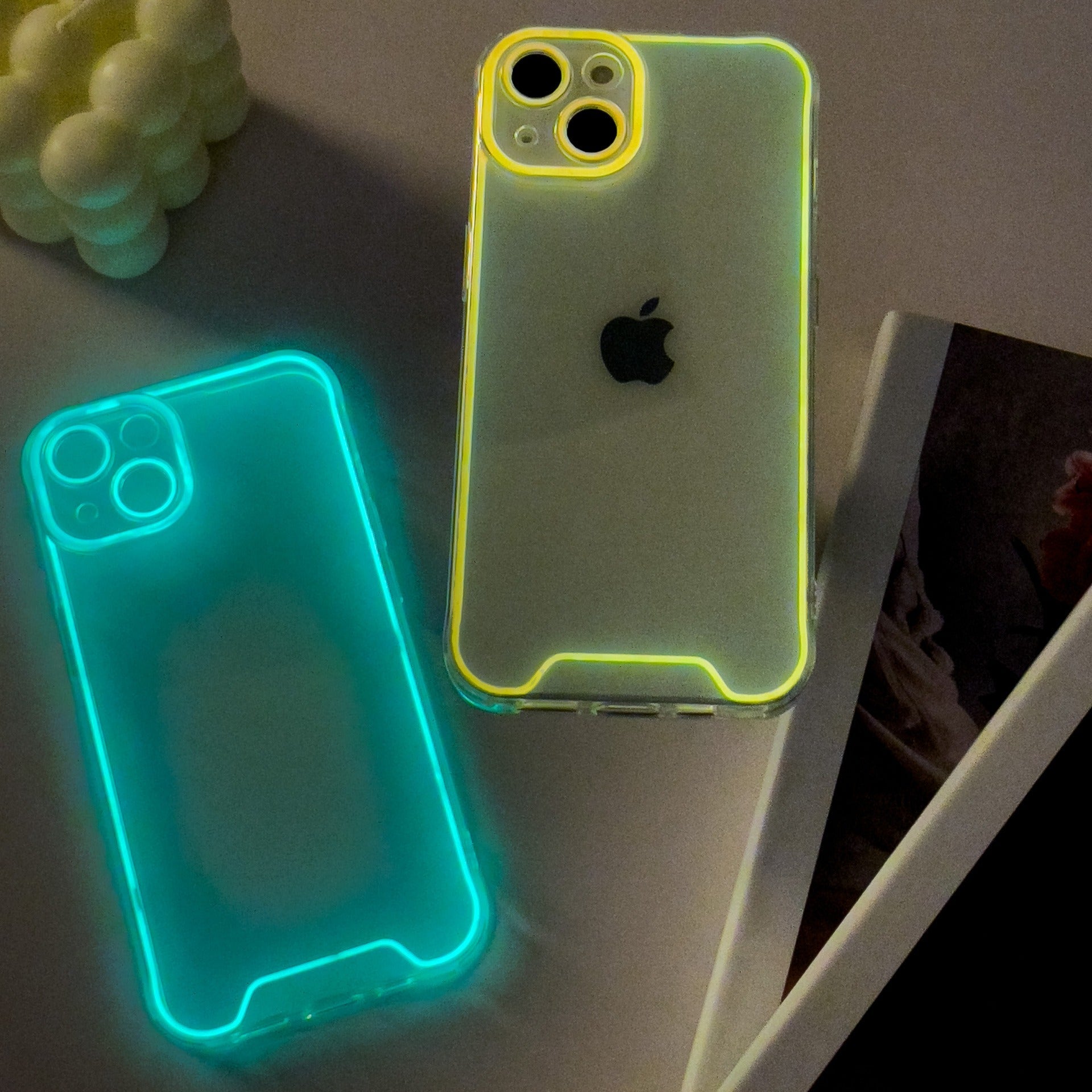 Suitable for iPhone 15 Promax luminous phone case Apple 13/12 transparent material silicone protective case - Korvel