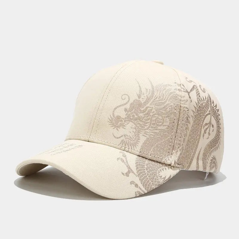 Casquette de baseball ajustable imprimée dragon universel