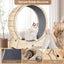 Cat Exercise Wheel for Indoor Cats, Cat Running Wheel with Carpeted Runway 37" Natural Wood Color - Korvel