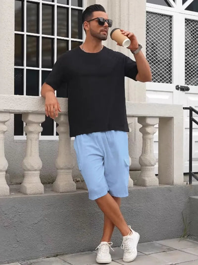 Men's Plus Size Cargo Shorts with Drawstring Waist