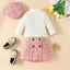 ma&baby Toddler Girls Knit Outfit Set with Plaid Skirt
