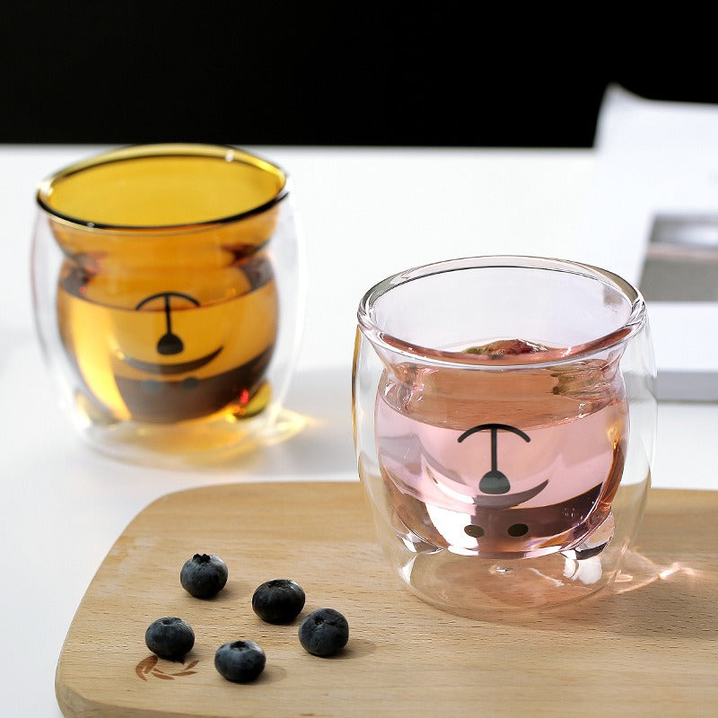 Cute Bear Shaped Double-Layer Glass Milk Cup