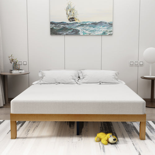 Queen Size Wood Platform Bed Frame,No Box Spring Needed,Strong Wood Slat Support, Easy Assembly - Korvel