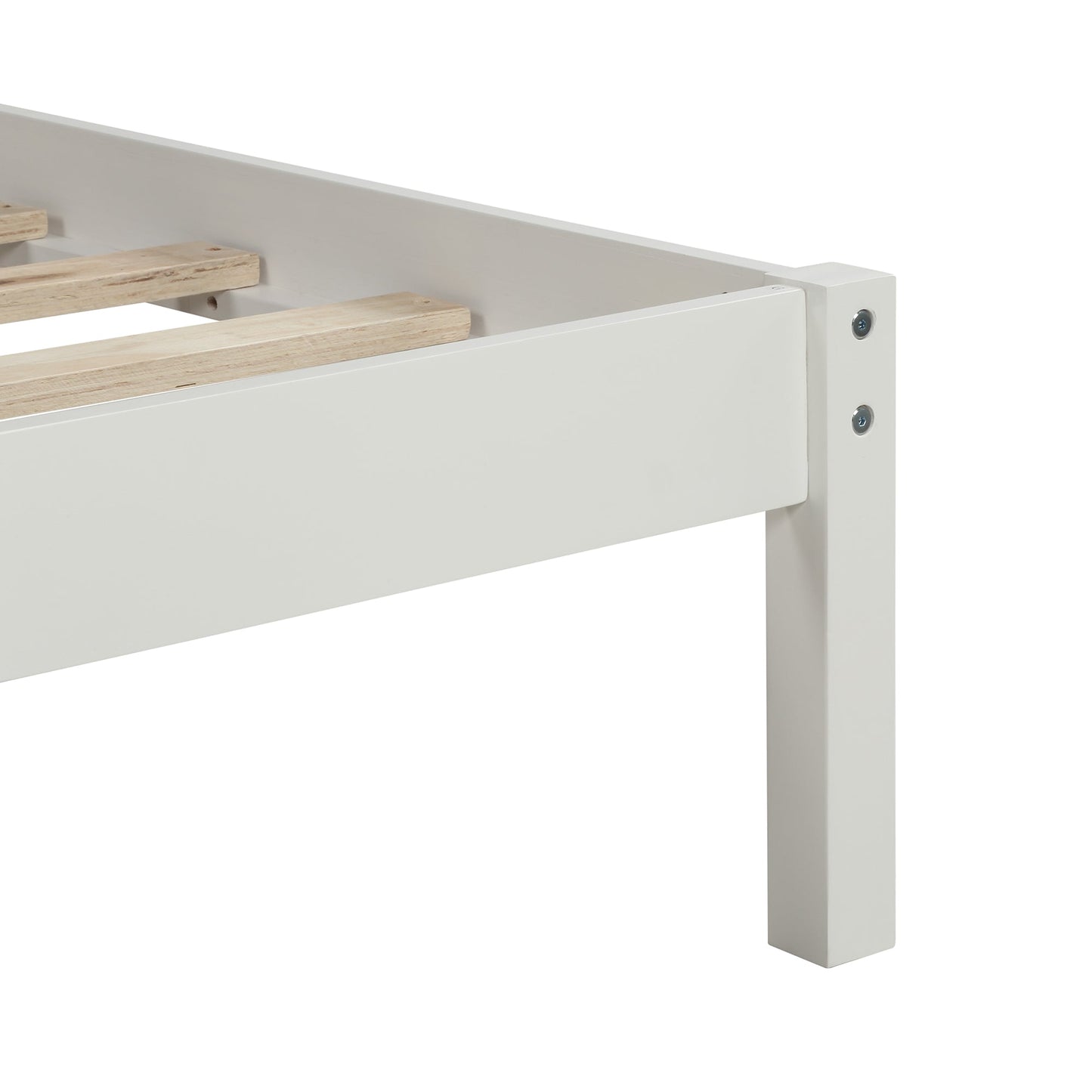 Elegant Twin Platform Bed Frame with Headboard - White