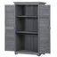 Wooden Garden Shed 3-tier Patio Storage Cabinet Outdoor Organizer Wooden Lockers with Fir Wood (Gray Wood Color -Shutter Design) - Korvel