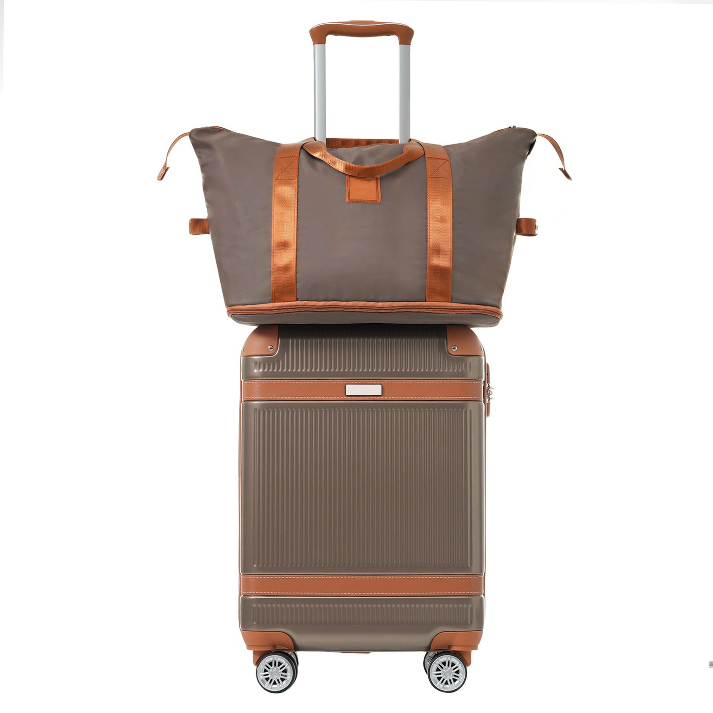 Hardshell Luggage Sets 3 Piece Carry-on Suitcase Double Spinner Wheels with TSA Lock for Men Women, Coppery (20in) - Korvel