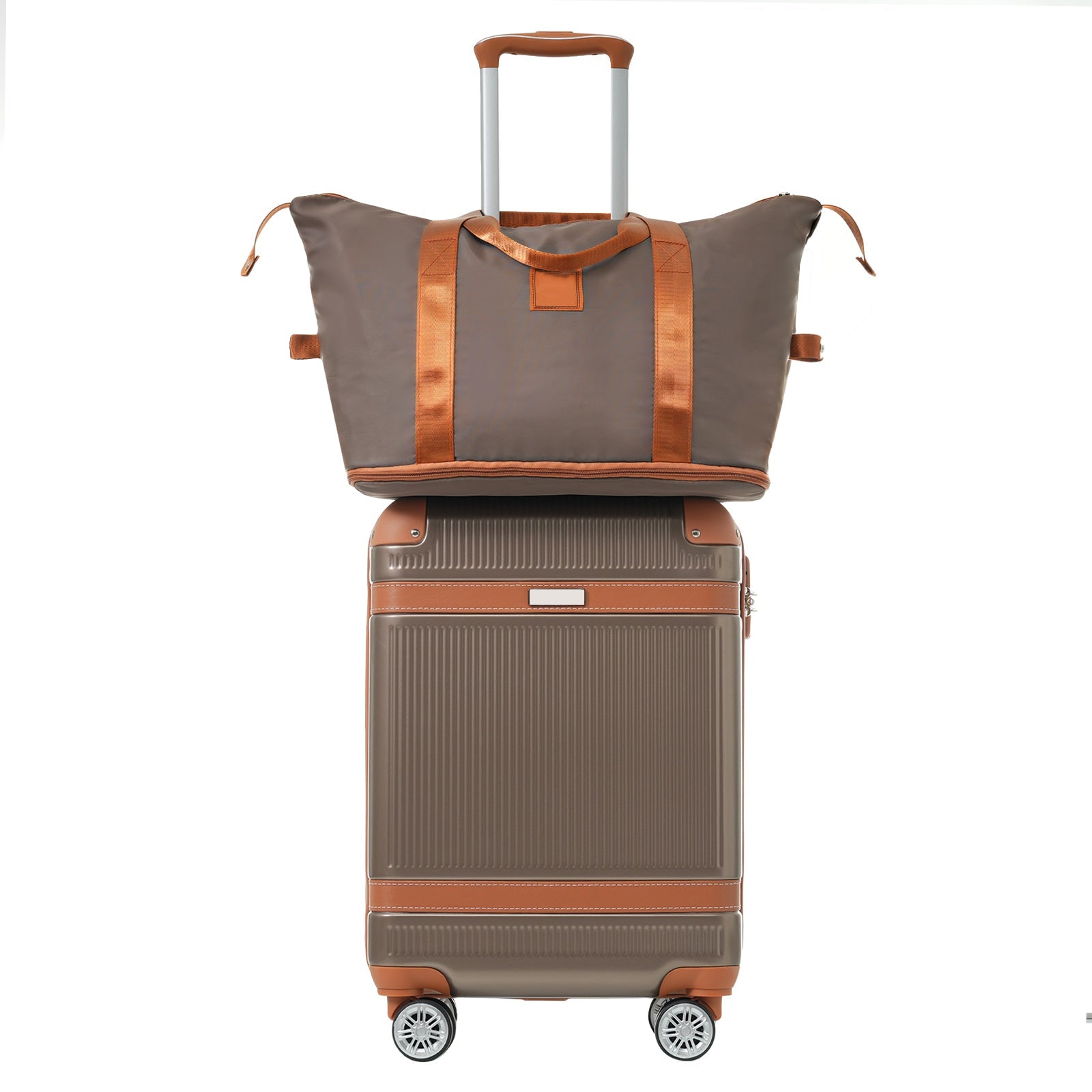 Hardshell Luggage Sets 3 Piece Carry-on Suitcase Double Spinner Wheels with TSA Lock for Men Women, Coppery (20in) - Korvel