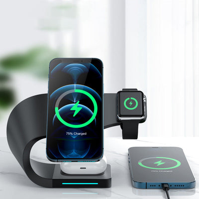 4 in 1 Magnetic Wireless Charger for iPhone12 Apple Watch Headphones Wireless Charging - Korvel