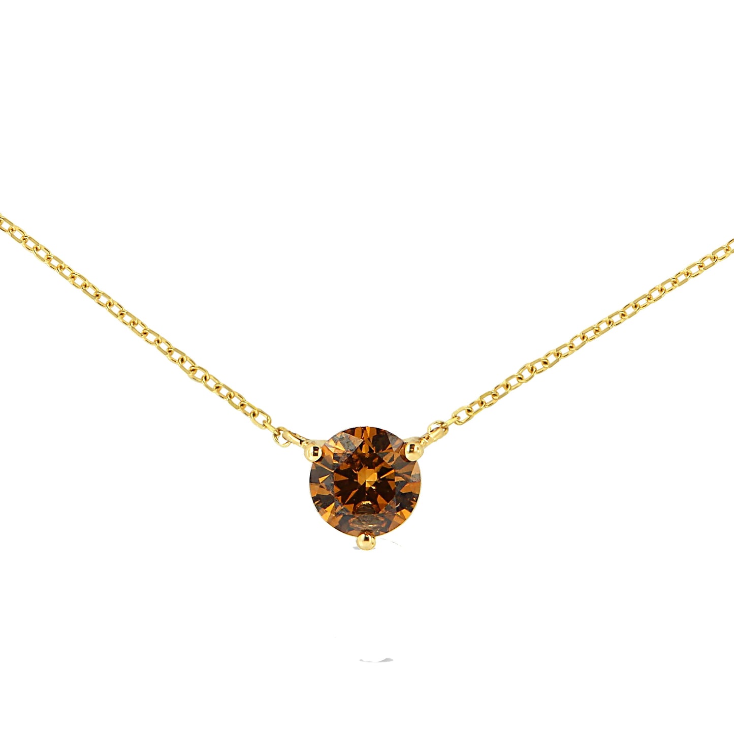 Collar de Pendiente de Diamante Amarillo Creado en Laboratorio de Oro Amarillo de 14K
