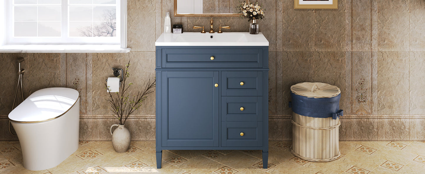 Meuble de salle de bain moderne de 30 pouces avec lavabo et rangement
