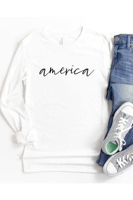 Unisex Long Sleeve Tee - America 4162 - Korvel
