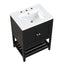 Meuble de salle de bain moderne noir de 24" avec évier en céramique élégant