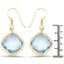 Boucles d'oreilles pendantes en topaze bleue plaquées or jaune 14K
