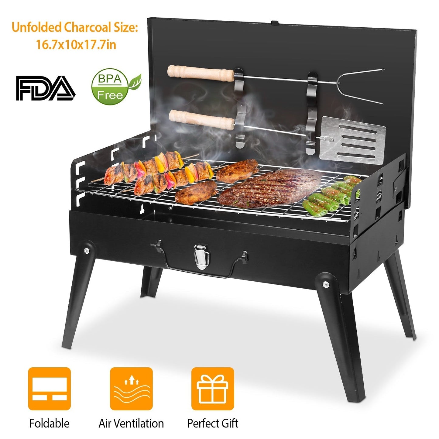 Parrilla de Carbón Portátil LJG - BBQ Compacta y Plegable