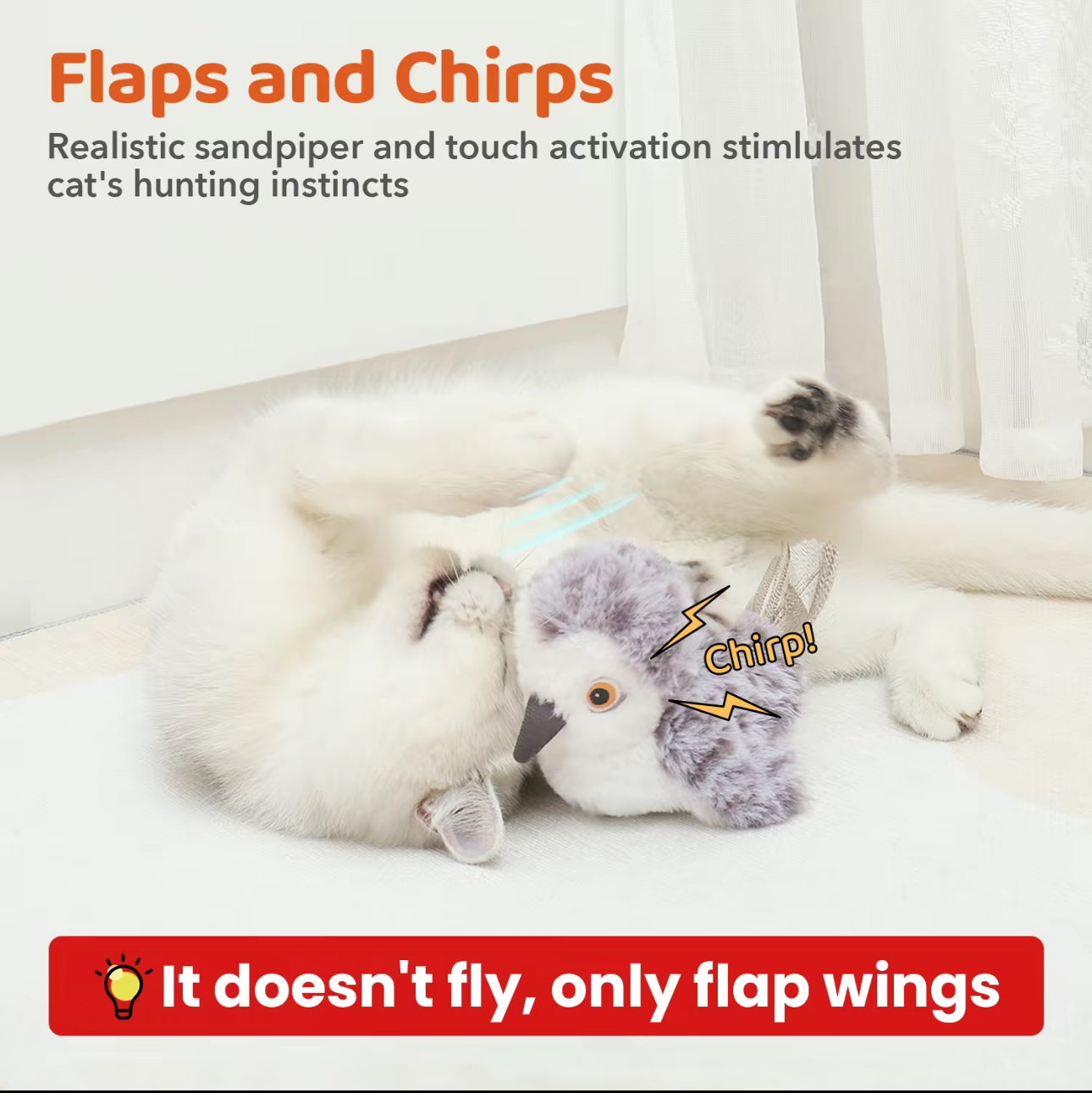 ChirpPaws Oiseau Battant - Jouet Interactif pour Chat