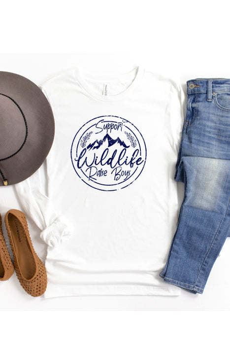 Support Wildlife, Raise Boys Long Sleeve Tee