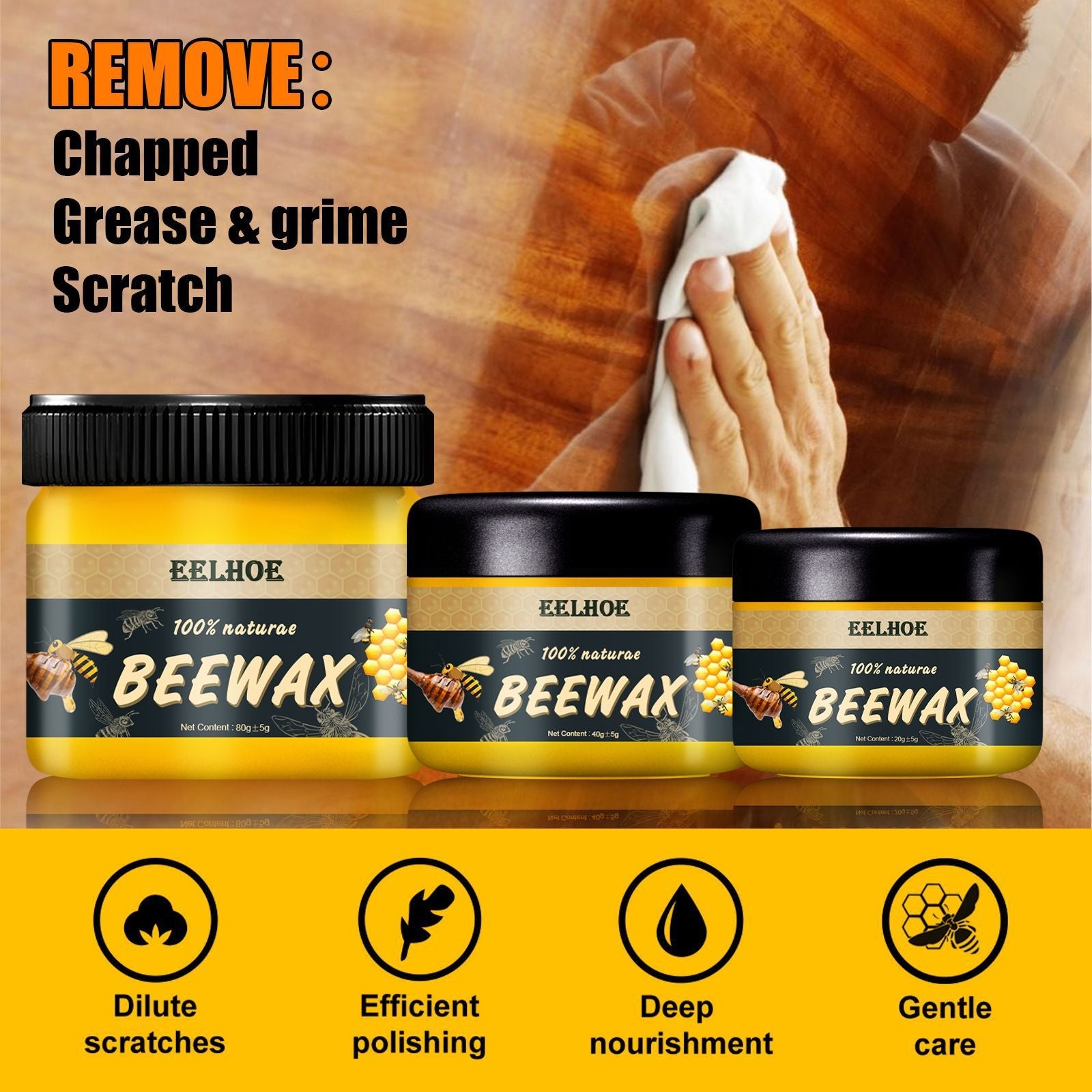 EELHOE Natural Beeswax Furniture Care Polishing Beeswax Waterproof Brightening Wear-resistant Wood Floor Care Beeswax - Korvel
