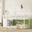 TWIN/TWIN HOUSE BUNK BED WITH SHELVES AND DRAWERS FOR WHITE COLOR - Korvel