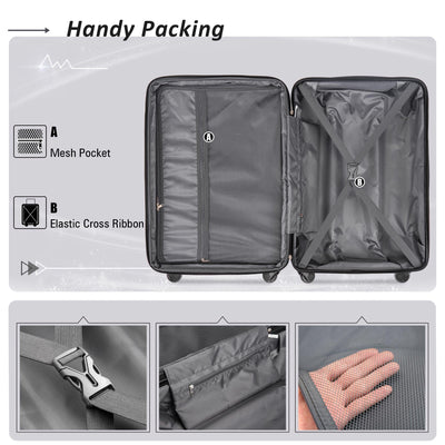 Expanable Spinner Wheel 2 Piece Luggage Set ABS Lightweight Suitcase with TSA Lock 20inch+28inch Purple + Plastic - Korvel