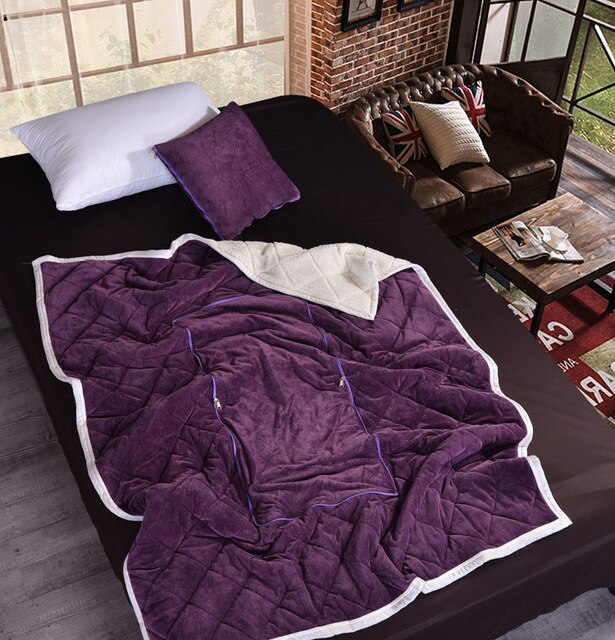 2 in 1 Flannel Cushion Blanket car sofa lumbar throw pillow air conditioning blanket foldable patchwork quilt blanket Bedding - Korvel