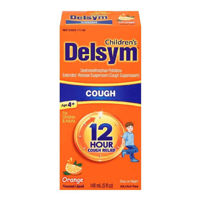 Delsym Supresor de Tos para Niños Líquido, Sabor Naranja - 5 Oz