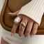 Baroque Irregular Pearl Inlaid Alloy Rings