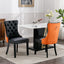 Tufted Solid Wood Contemporary PU and Velvet Upholstered Dining Chair with Wood Legs Nailhead Trim 2-Pcs Set Black+Orange - Korvel