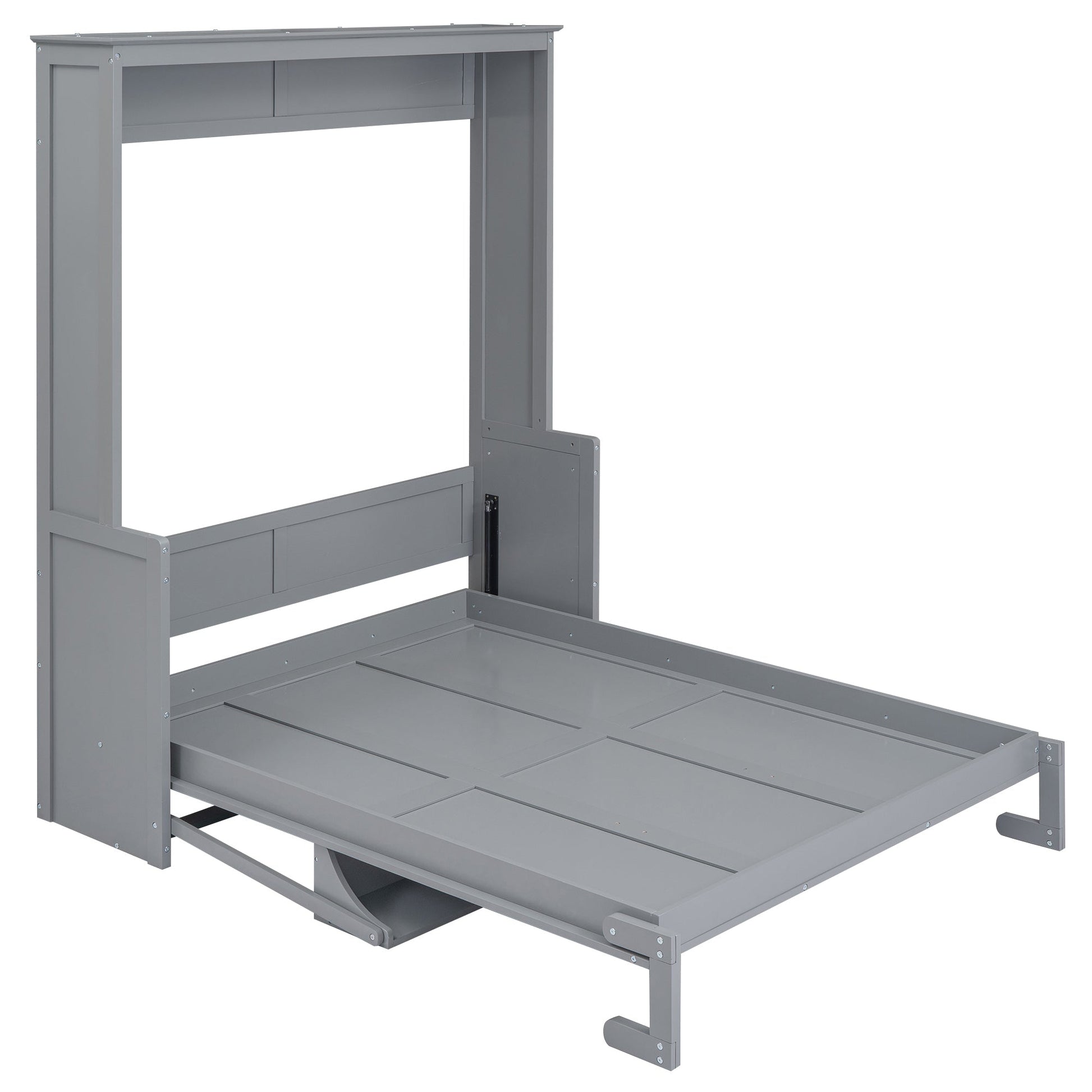 Queen Size Murphy Bed with a Shelf, Gray - Korvel